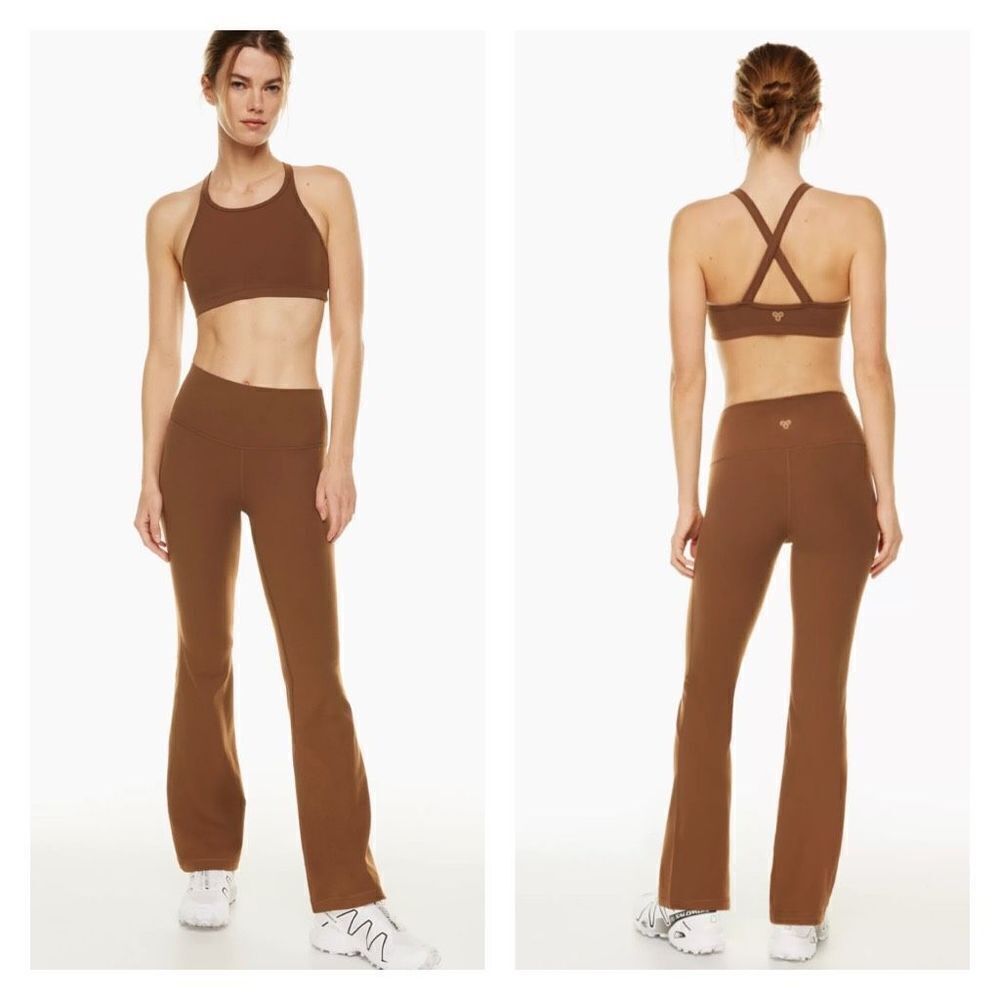 Tna Womens Mid-Rise Pull-On Butter Atmosphere Flare Yoga Pants Brown Size Medium